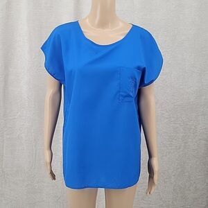 ORARÉ Vintage Royal Blue Nautical Summer Blouse Drop Shoulder Top